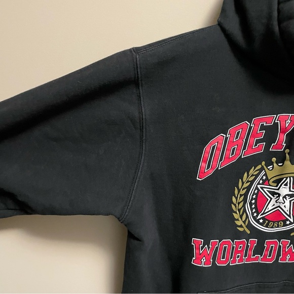 Obey Worldwide Vintage Black Hoodie Men’s Medium - Picture 5 of 12